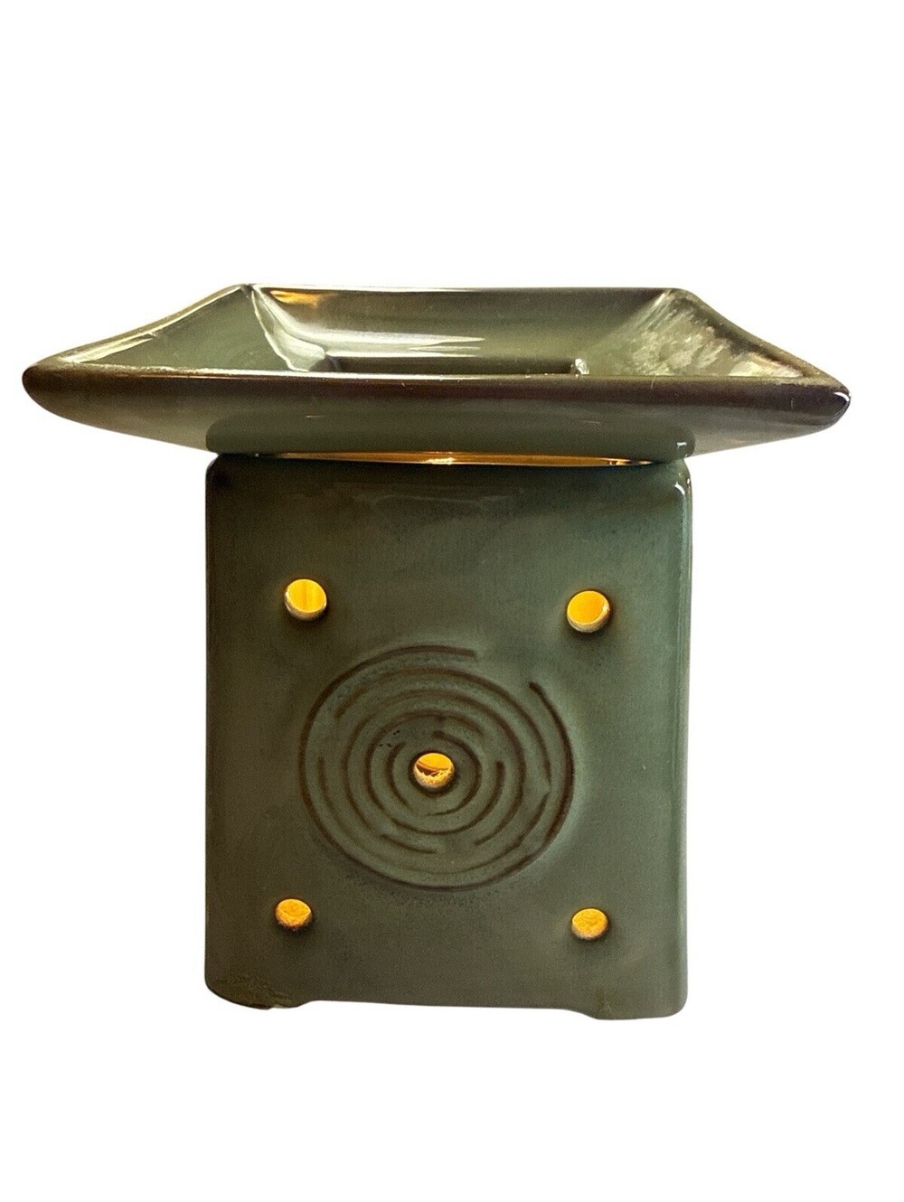 Scentsy Sendai DSW-SEND Green Asian Zen Circles Wax Warmer Retired 6"H